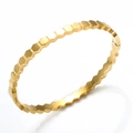 Minimalist 18K gold plated stainless steel bracelet with hexagonal honeycomb pattern - Plain Honeycomb / Gold