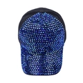Close-up of sparkling blue and purple rhinestones on a black cotton baseball cap - One Size / Navy Blue - Rhinestone Baseball Cap