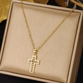 Gold - Hollow Heart Cross (0364)