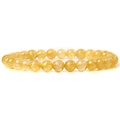Single strand natural 6mm citrine stone beaded bracelet with polished golden yellow finish - Bright Citrine