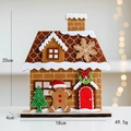 Felt gingerbread house Christmas ornament with wooden base and gingerbread man details - Large Gingerbread House