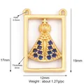 Gold-plated Our Lady of Aparecida religious pendant with blue small crystals - Purple M142675-Gold Rect Mary Blue CZ