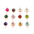 Set of twelve multi-colored faceted crystal birthstone pendants with gold bezels for DIY jewelry - Color 1 / Gold