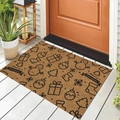 Zerbino natalizio in fibra di cocco marrone con motivi di pupazzo di neve e alberi - Pupazzo di Neve di Natale (CHDT-2024-01288) / 40x60cm