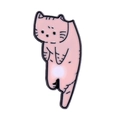 Cute pink cartoon cat enamel pin badge with funny hanging pose and black outlines - Pink Climbing Cat
