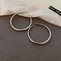 Minimalist silver geometric hoop earrings in a polished metallic finish for women - Classic Large Hoop / Silver