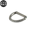 Anneau en D en titane G23 argenté avec zircons pour piercings de nez et d'oreilles - 1.2x10mm(Interne 8mm) / Semicercle Couleur Acier avec Zirconia Blanc