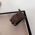 Brown matte shark hair clip with black abstract patterns in a minimalist French style - Small Brown