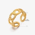 Minimalist gold chain link open ring with adjustable 1.7cm inner diameter band - Gold Ring 161