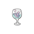 Pin esmaltado de copa de vino con cristales púrpuras y detalle de luna - Wy1449