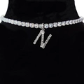 Silver letter N choker necklace with sparkling rhinestones on a black display stand - Letter N [Silver]