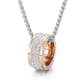 Hip hop street style rose gold multi-ring pendant necklace with clear crystals - Rose Gold Interlaced Multi-Ring Style (KN31276)