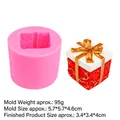 Pink silicone mold for DIY Christmas gift box resin art with ornate bow design detail - Style 1 (Gift Box 15-743) / Pink