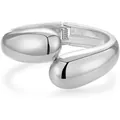 Polished silver-tone open bangle bracelet with a symmetrical teardrop design and hinge - Silver Symmetrical Waterdrop (SZYS-022HJ-YS)