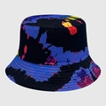 Cappello a secchiello alla moda con spruzzi di colore tie-dye su tessuto nero - M (56-58cm) / Schizzo Multicolore Nero (15)