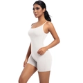 Seitenansicht des weißen Yoga-Bodysuits für Damen mit elastischem Stoff und Kurven-Effekt - S / Off-White Grau