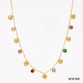 Collar dorado con circonitas de colores y colgantes en forma de concha, modelo KCD760 - Oro / Circonita Multicolor (KCD760)