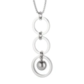Polished titanium steel necklace featuring triple interlocking ring pendants and a metal bead - Silver Triple Ring Style (KN226884-CX)