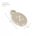 304 stainless steel oval letter Z pendant charm with 18K gold plating for DIY jewelry - Letter Z(ZA2254S-Z) / Pendant Only / Silver