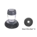 Brosse de cuisine avec distributeur de savon et 6 têtes de rechange en laine d'acier - Brosse Métallique + 6 Balles Métalliques
