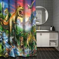 Waterproof polyester shower curtain featuring colorful dinosaur world and forest landscape - 120*180CM Single Shower Curtain / Dinosaur Pattern 01