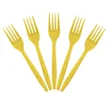 Five bright yellow plastic forks with non-slip diamond texture for bee themed party - Yellow Plastic Forks 10PCS