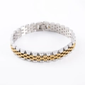 Pulsera bicolor de acero inoxidable plateado y dorado con cierre plegable oculto - Bicolor (Oro y Plata)