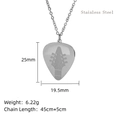 Guitar pick pendant necklace in stainless steel with musical instrument dimensions - Guitar Pick (LN1906 Silver)