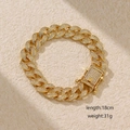 Bracciale cubano dorato hip hop da 18cm con diamanti scintillanti e chiusura quadrata di lusso - Colore Oro Grosso (18cm)