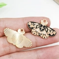 Enameled moth charm in pink and black with golden alloy finish for DIY jewelry - Black Green Pink Rose Butterfly 15x30mm