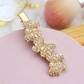 Barrette dorée élégante en forme de note de musique avec strass et perles blanches - Style 06-Forme de Vague