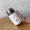 Ivory white 350ml stainless steel insulated bottle with gray woven carrying strap - 350ml / Ivory / Standard Type