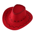 Sombrero de vaquero clásico de fieltro rojo con detalles de costura negra en el ala y copa - Niños 54CM / Rojo