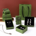 Elegant emerald green jewelry box set with ribbons for rings and necklaces - Gucci Green With Bow - 5*5*3cm With Sponge