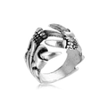 Vintage silver dragon claw ring with punk gothic style and oxidized metal finish - Eagle Claw (R-71)