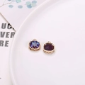 Golden bird nest bezel square crystal pendants in purple and blue tones for DIY jewelry - Deep purple