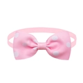 Pink polka dot pet bowtie with white spots on textured ribbed ribbon and collar strap - Light Pink with White Dots
