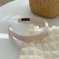 Pink floral jacquard headband with wide brim and handmade label on soft textured fabric - Plum-Peach Pink