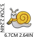 Detail view showing dimensions of a colorful snail embroidery patch for DIY clothing - Snail Style