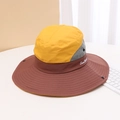 Detail of outdoor sun visor with yellow crown, grey mesh, and Sun Shade embroidery - M (56-58cm) / Yellow Outdoor Hiking Hat