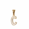 Letter C pendant in gold finish with white shell inlay on a clean white background - Letter C