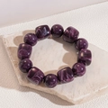 Detail of purple marble texture acrylic bracelet with irregular square and round beads - Purple