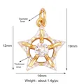 Gold-plated star pendant with white zircon stones and detailed size measurements - Hollow Pentagram - AAF4526 / Light Gray