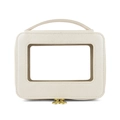 Cream faux leather makeup organizer with clear window and gold zippers - Handheld New (Leather Lining) / Shell Gold