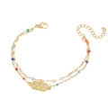 Bracciale a doppio strato in acciaio dorato con numero fortunato 777 e perle colorate - Bracciale a Doppio Strato 777 in Smalto / Oro