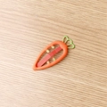 Sweet orange carrot hair clip with green leaves on light wood background for girls - Orange Red