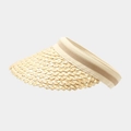 Detail of hand-woven straw texture and striped elastic band on a sun visor hat - 2# Spliced Headband Beige