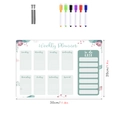 Weekly Planner set showing 30x20cm acrylic board with 6 color markers and magnets - TYU314 Flower Weekly