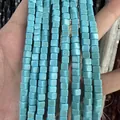 Perles carrées en turquoise bleu clair naturel pour colliers et bracelets DIY - 4x4mm (Environ 38cm Fil) / Turquoise
