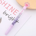 Purple glitter quicksand pen with cute cat paw topper and pink sparkling sequins - Bear Paw Fairy Pen Purple